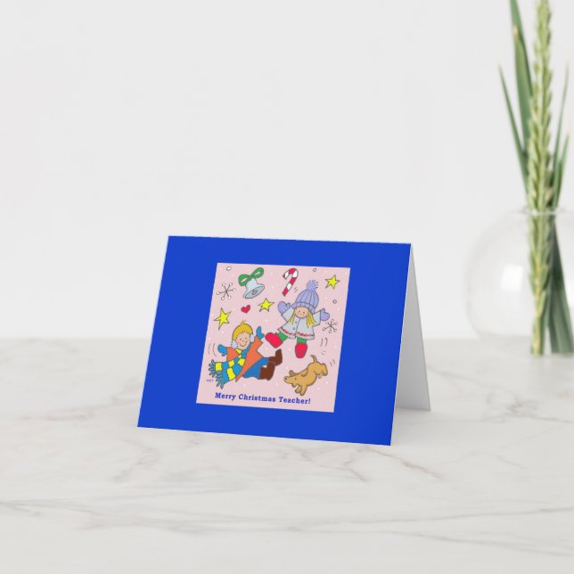 Frohe Weihnachtslehrerin Feiertagskarte (Vorderseite)