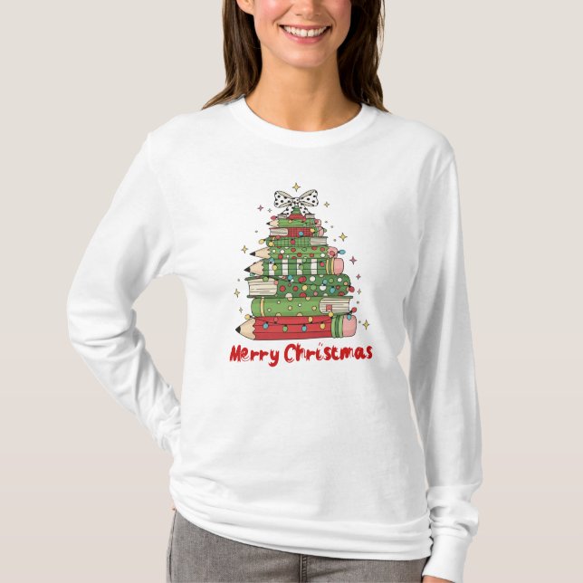Frohe Weihnachtslehrerin T-Shirt (Vorderseite)