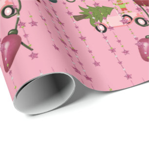 Frohe Weihnachtslicht Pink Car Wrapping Papier Geschenkpapier