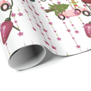 Frohe Weihnachtslicht Pink Car Wrapping Papier Geschenkpapier