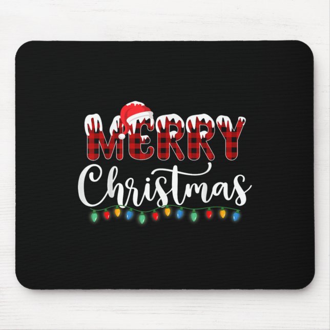 Frohe Weihnachtslicht Schnee Red Buffalo Kariert S Mousepad (Vorne)