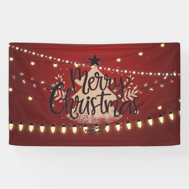Frohe Weihnachtslicht und Baum Banner (Horizontal)