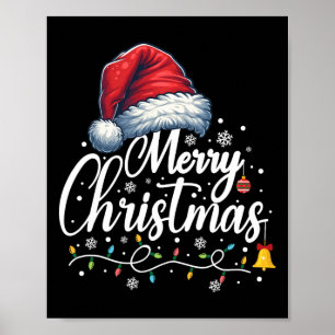 Frohe Weihnachtslicht Weihnachtsmannmütze Funny Xm Poster