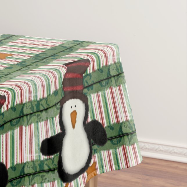 Frohe Weihnachtslieder, grüner Karierter Pinguin Tischdecke (Beispiel)
