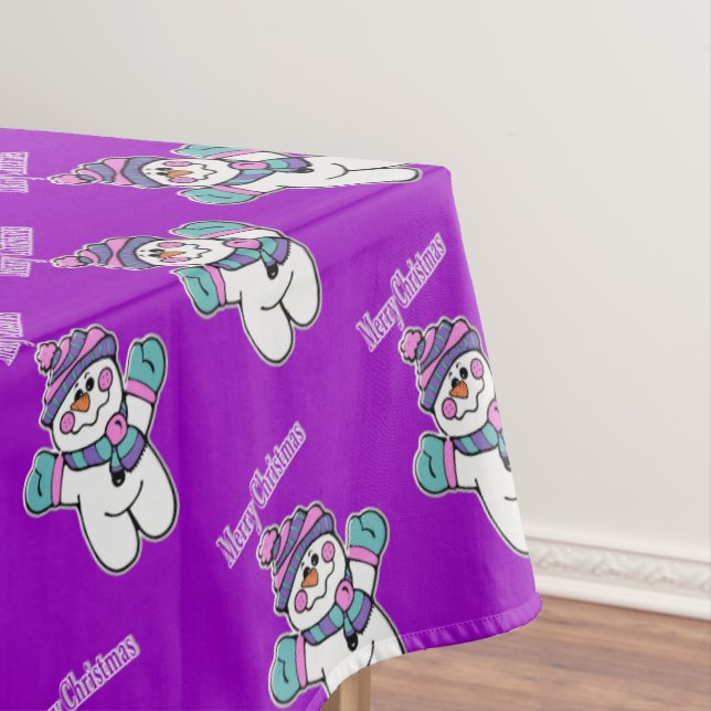 Frohe Weihnachtslieder, Lila Schneemann Tischdecke (Beispiel)