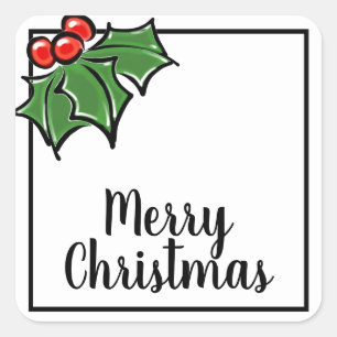 Frohe Weihnachtslieder verlasst Beeren Quadratischer Aufkleber