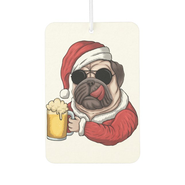 Frohe Weihnachtsluft Freshener | Mops Dog Lover Gi Autolufterfrischer (Vorderseite)