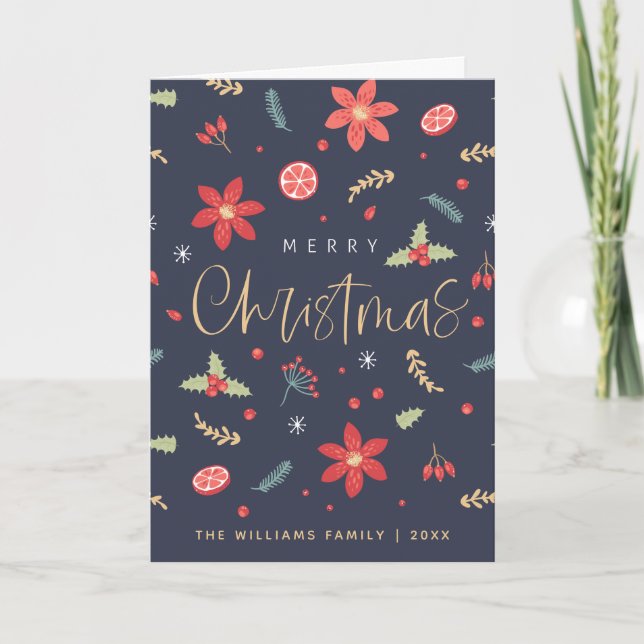 Frohe Weihnachtslustige Floral Feiertagskarte (Vorderseite)