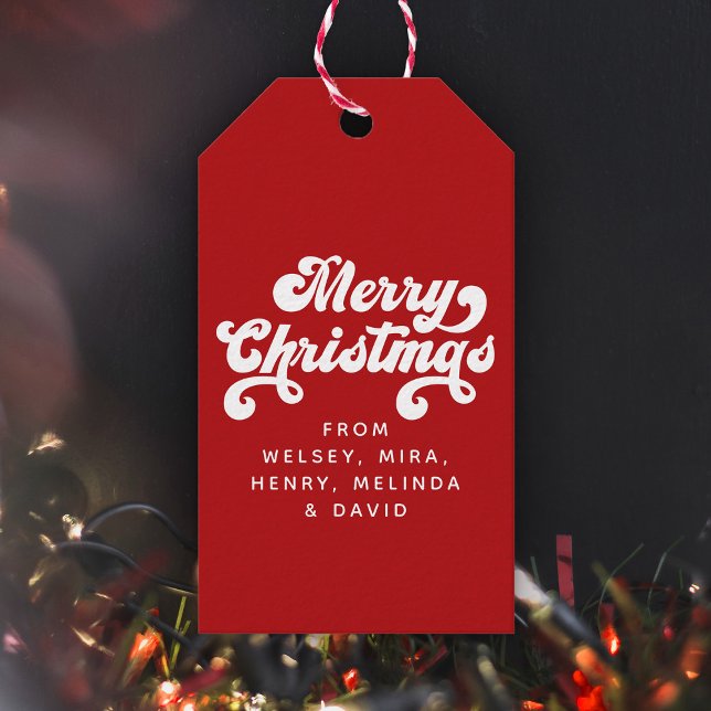 Frohe Weihnachtslustigkeit Einfache Retro Typograf Geschenkanhänger (Von Creator hochgeladen)