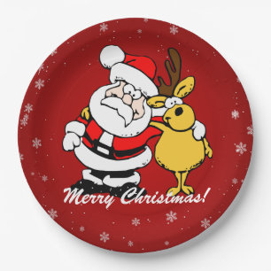 Frohe Weihnachtsmann/Reindeer Pappteller