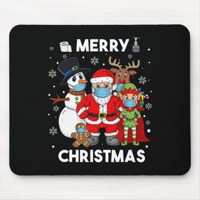 Frohe Weihnachtsmann und Freunde Jungs Kinder Fami Mousepad (Vorne)