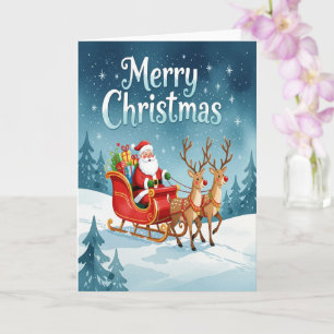 Frohe Weihnachtsmann und Rentier Karte