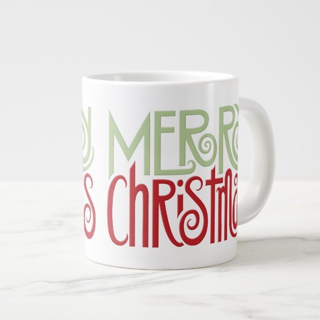 Frohe Weihnachtsmargarita grüne Jumbo-Tasse (Vorderseite Rechts)