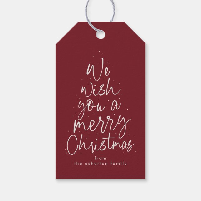 Frohe Weihnachtsmaroon Hahnentrittmuster personali Geschenkanhänger (Vorderseite)