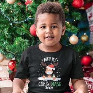 Frohe Weihnachtsmaske 2021 Rentiermaske Kleinkind T-shirt