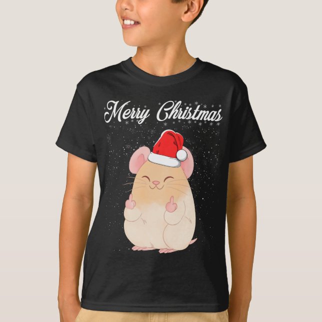 Frohe Weihnachtsmäuse Middle Finger Rude Xmas häss T-Shirt (Vorderseite)