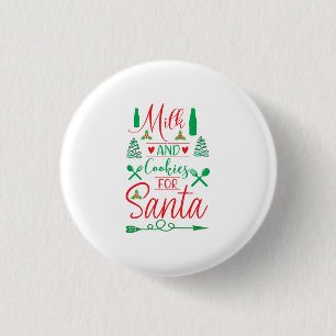 Frohe Weihnachtsmilch und Kekse für den Weihnachts Button