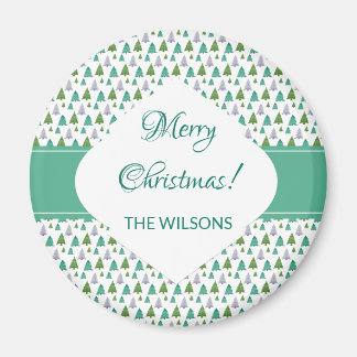 Frohe Weihnachtsminze Grüne Wasserfarben Baum Magnet