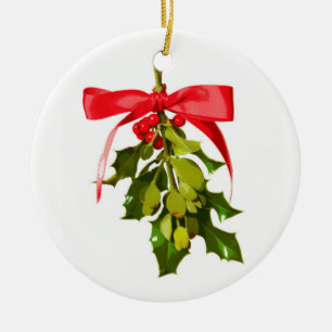 Frohe Weihnachtsmistel Keramikornament