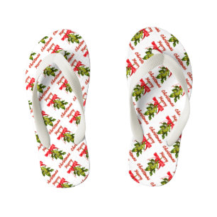 Frohe Weihnachtsmistel Kinderbadesandalen