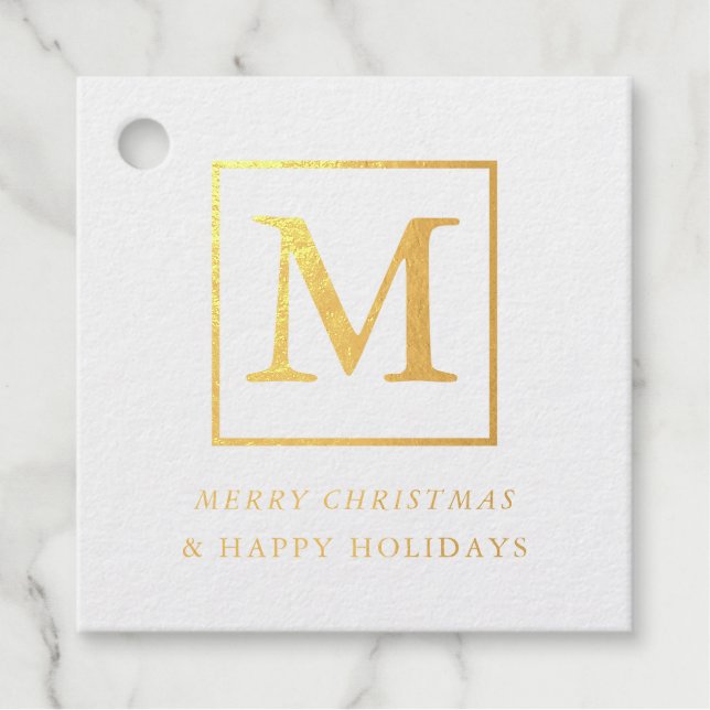 Frohe Weihnachtsmonogramm Geschenkanhänger (Vorderseite)