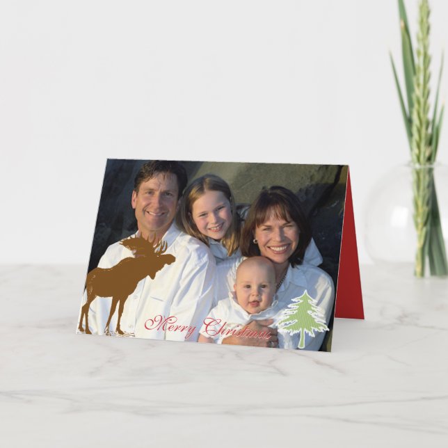 Frohe Weihnachtsmoose Feiertagskarte (Vorderseite)