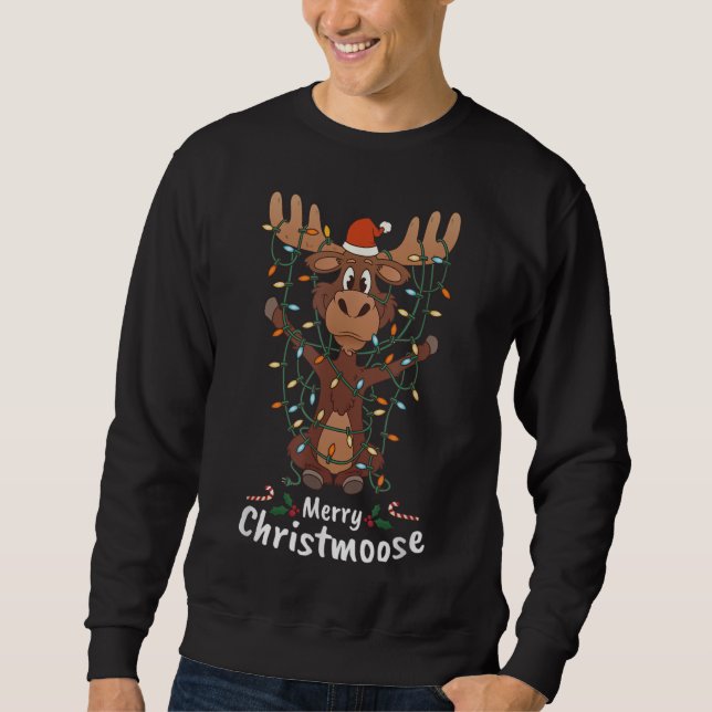 Frohe Weihnachtsmoose Xmas Tree Light Sweatshirt (Vorderseite)