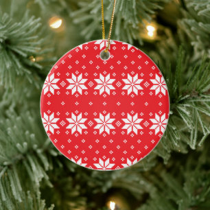 Frohe Weihnachtsmuster 5 Keramik Ornament