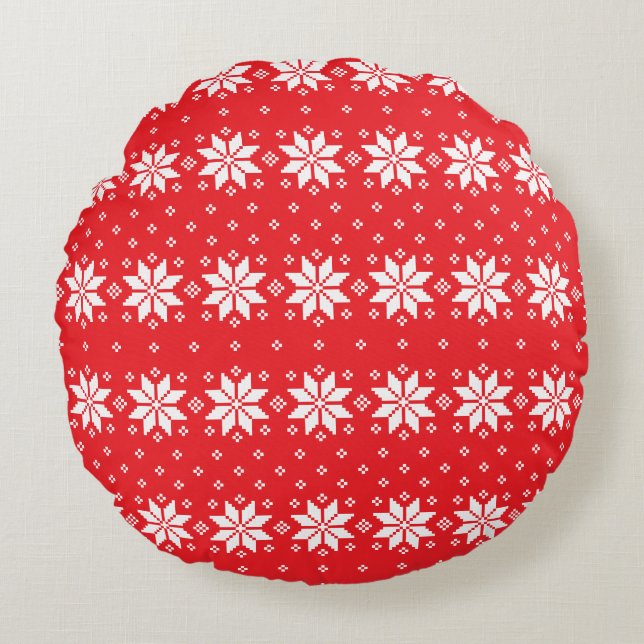 Frohe Weihnachtsmuster 5 Rundes Kissen (Vorderseite)