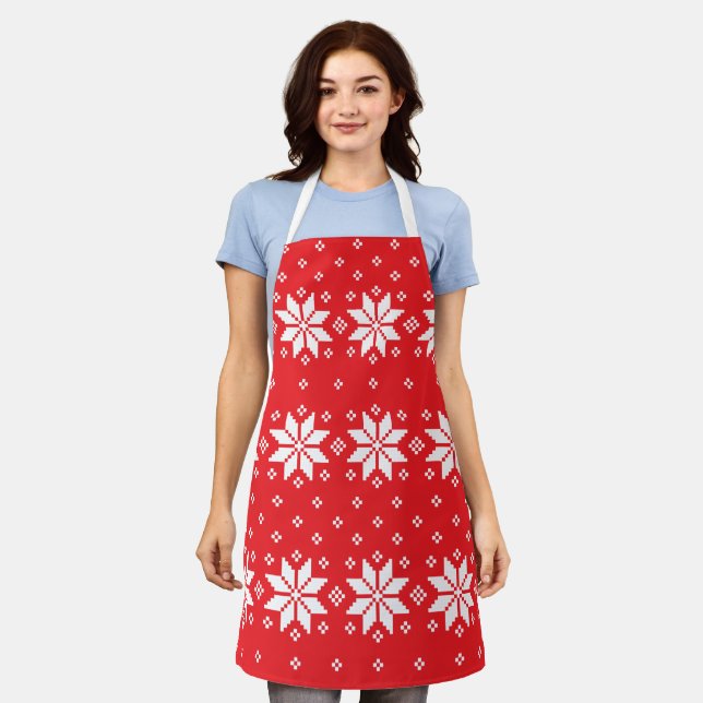 Frohe Weihnachtsmuster 5 Schürze (Getragen)
