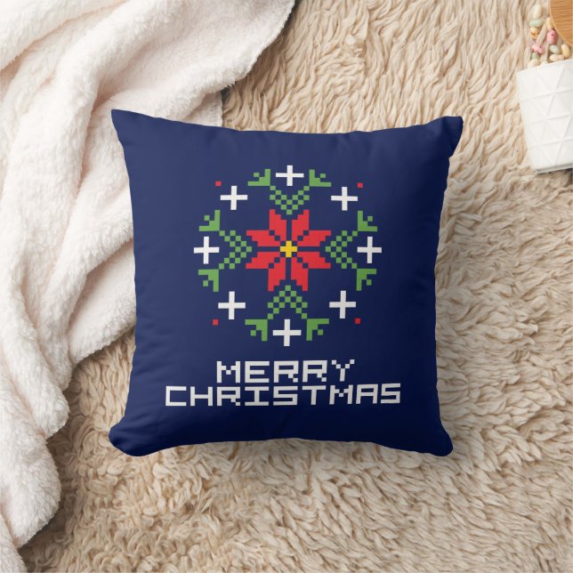 Frohe Weihnachtsmuster 6 Kissen (Decke)