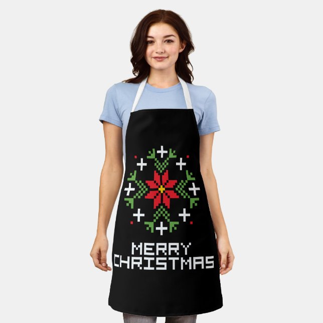 Frohe Weihnachtsmuster 6 Schürze (Getragen)