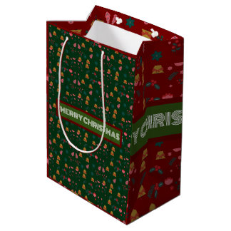Frohe Weihnachtsmuster Elegant Mittlere Geschenktüte