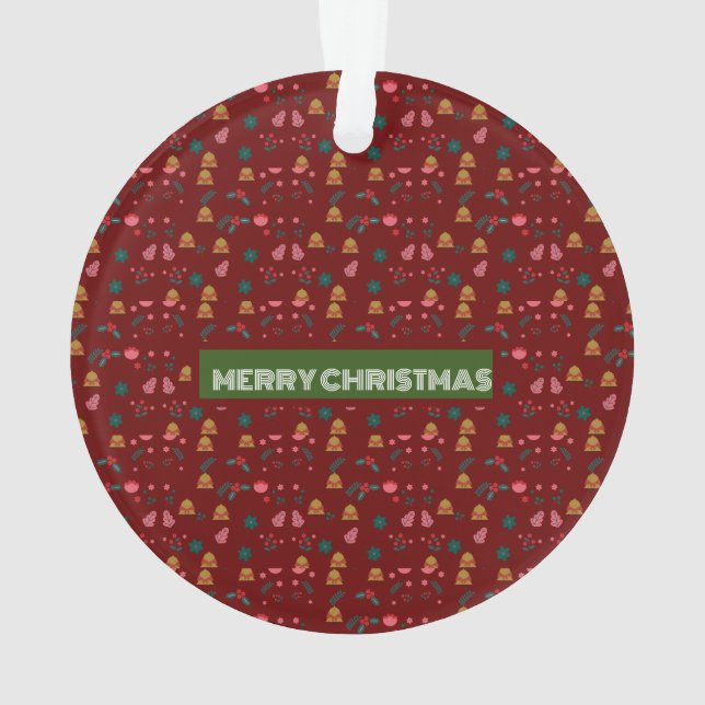 Frohe Weihnachtsmuster Elegant Ornament (Rückseite)
