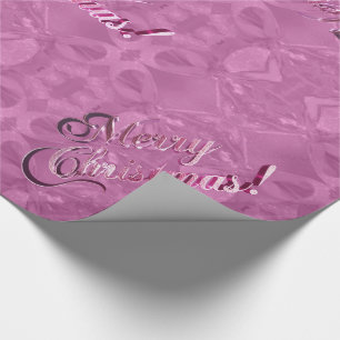Frohe Weihnachtsmuster Elegant Pink Script Geschenkpapier
