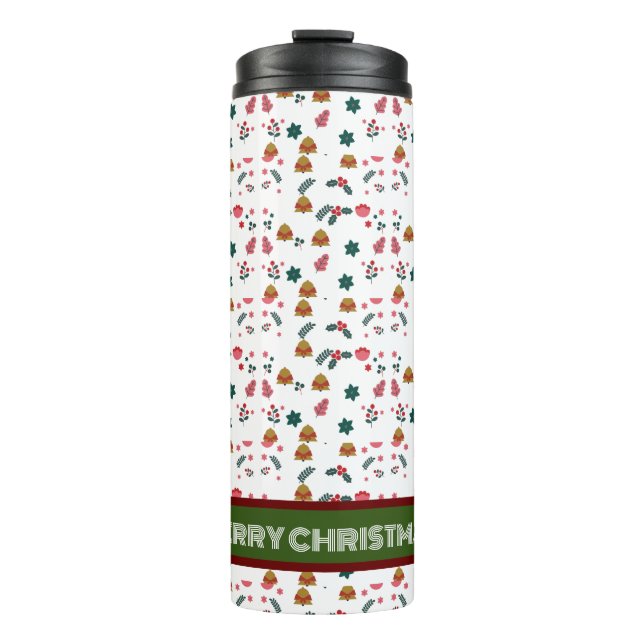 Frohe Weihnachtsmuster Elegant Thermosbecher (Vorderseite)