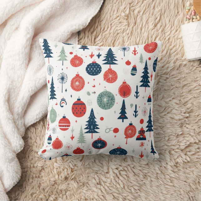 Frohe Weihnachtsmuster | Feiertag Kissen (Decke)