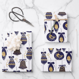 Frohe Weihnachtsmuster Geschenkpapier Set