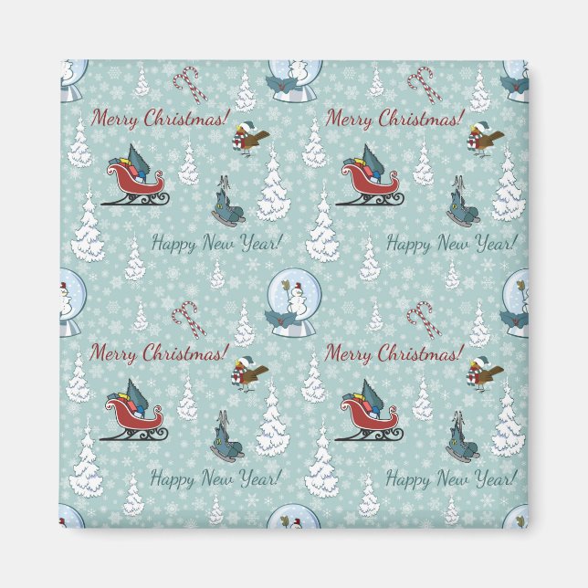 Frohe Weihnachtsmuster Magnet (Vorne)