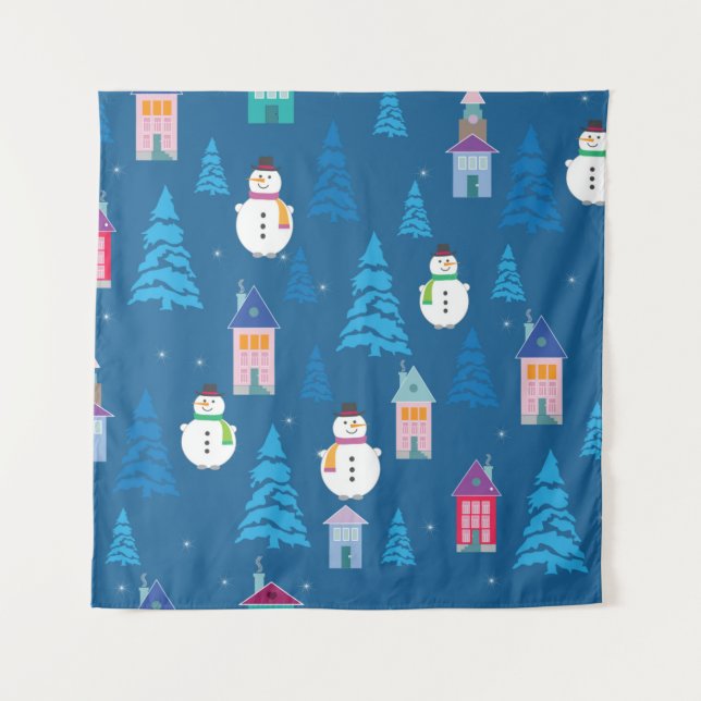 Frohe Weihnachtsmuster Wandteppich (Vorderseite)