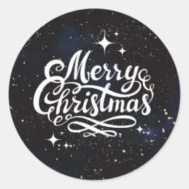 Frohe Weihnachtsnacht Sky Runder Aufkleber