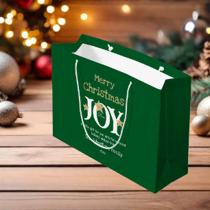 Frohe Weihnachtsnamen Skript Rustic Green Große Geschenktüte