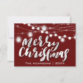 Frohe Weihnachtsnamen String Lights Burgundy Einladung
