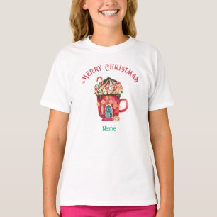 Frohe Weihnachtsnamen Süßigkeiten Haus, Jugend XS  T-Shirt