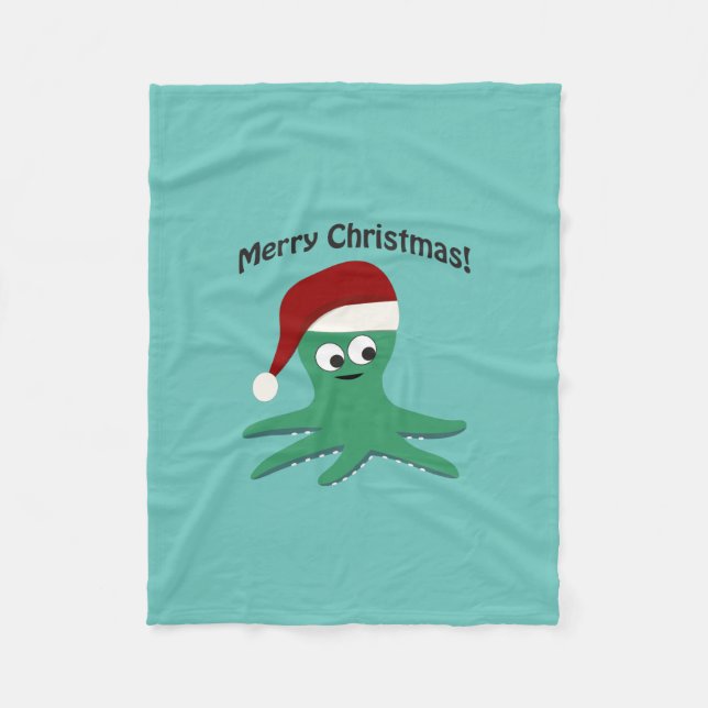 Frohe Weihnachtsoktopus Fleecedecke (Vorderseite)