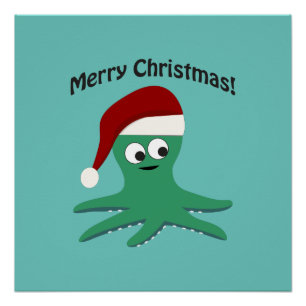 Frohe Weihnachtsoktopus Poster