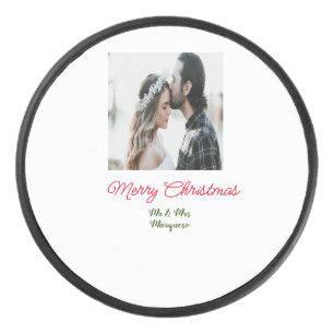 Frohe Weihnachtspaar Foto geben Namen glücklichen  Eishockey Puck