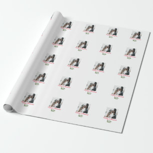 Frohe Weihnachtspaar Foto geben Namen glücklichen Geschenkpapier