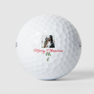 Frohe Weihnachtspaar Foto geben Namen glücklichen Golfball