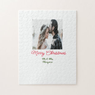 Frohe Weihnachtspaar Foto geben Namen glücklichen  Puzzle